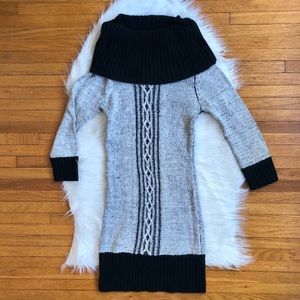 Nordstrom Black Gray Sweater Dress Cowl Neck Small